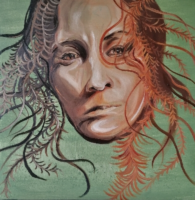 Spectator, 2023, oil on canvas, 69 x 69 cm
