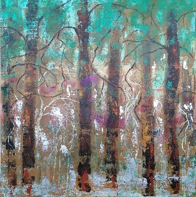 In To The Stranger Forest, oil on canvas, 100 x 100 cm, 2022
